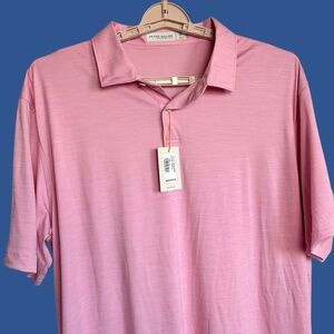 Peter Millar Golf Shirt Polo Featherweight Sz XL Pink Polyester UPF 50+ NWT READ